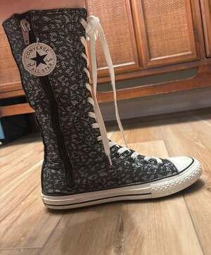 Converse Chuck Taylor All Star XXHi Knee High Black Silver Animal Print Boots